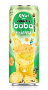 Hot Trending Popping Boba Tea Pineapple Flavor 320ml Slim Can 