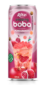 Delicious 320ml Slim Can Popping Boba Tea Pomegranate Flavor