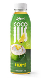 COCO JUS Real Coconut Water with Pineapple Juice 500ml (16.9 fl oz)