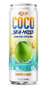 Coco Sea Moss Coconut water with sea moss Pienapple and Ginger Flavor 325ml sleek can Coco Sea Moss Coconut water with sea moss Pienapple and Ginger Flavor 325ml sleek can