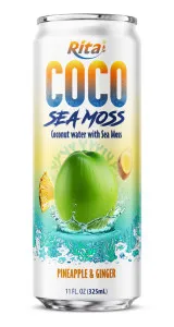 Coco Sea Moss Coconut water with sea moss Pienapple and Ginger Flavor 325ml sleek can Coco Sea Moss Coconut water with sea moss Pienapple and Ginger Flavor 325ml sleek can