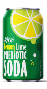 Lemon Lime Prebiotic Soda 330ml short can