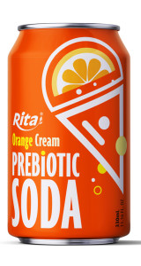 Orange Cream flavor Prebiotic Soda 330ml short can