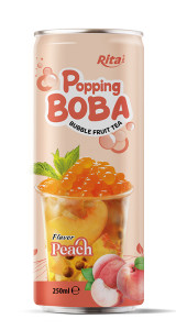 popping boba bubble fruit PEACH TEA  250ML cans