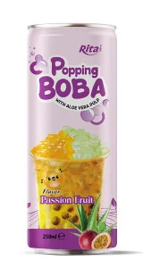 popping boba bubble passion fruit aloe vera juice250ML cans