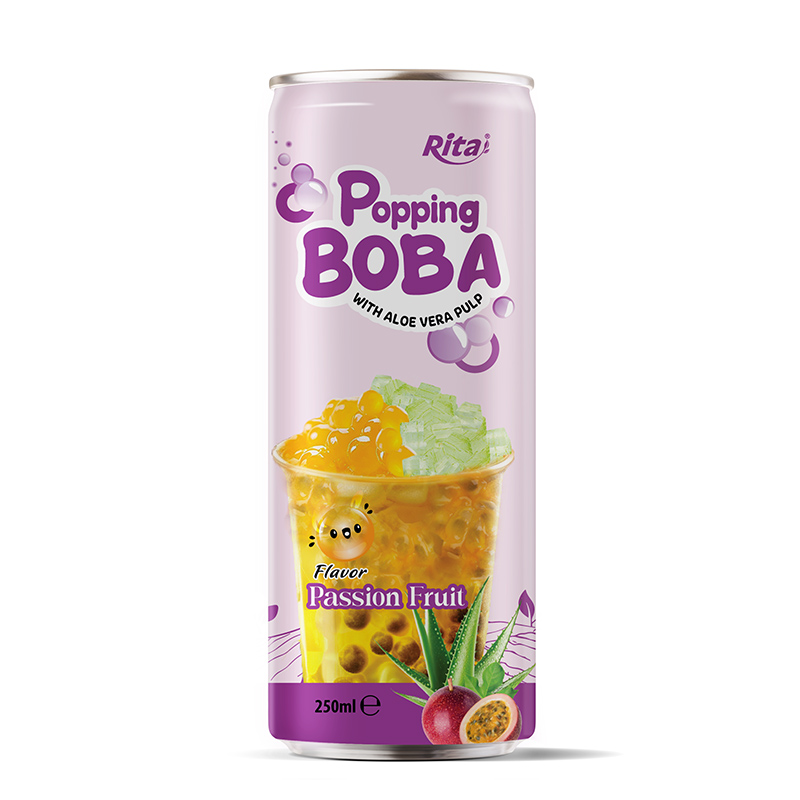 popping boba bubble passion fruit aloe vera juice250ML cans