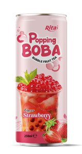 popping boba bubble strawberry  fruit  juice250ML cans