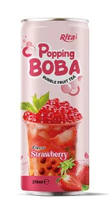 popping boba bubble strawberry  fruit  juice250ML cans