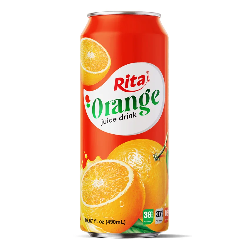 Small MOQ New Packing 490ml Can Orange Juice Drink - RITA Beverage