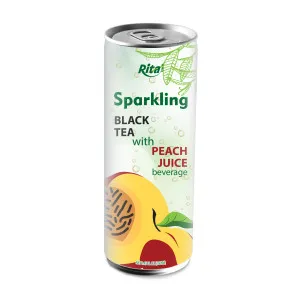 sparkling drinkblackteawithpeachjuice