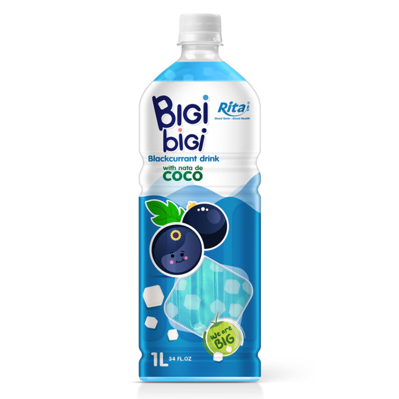 BiGi BiGi Blackcurrant Drink with Nata de Coco 1L PET Bottle