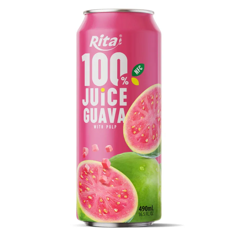 Rita 100% Juice Guava with Pulp 490ml Can Velvety Tropical Drink