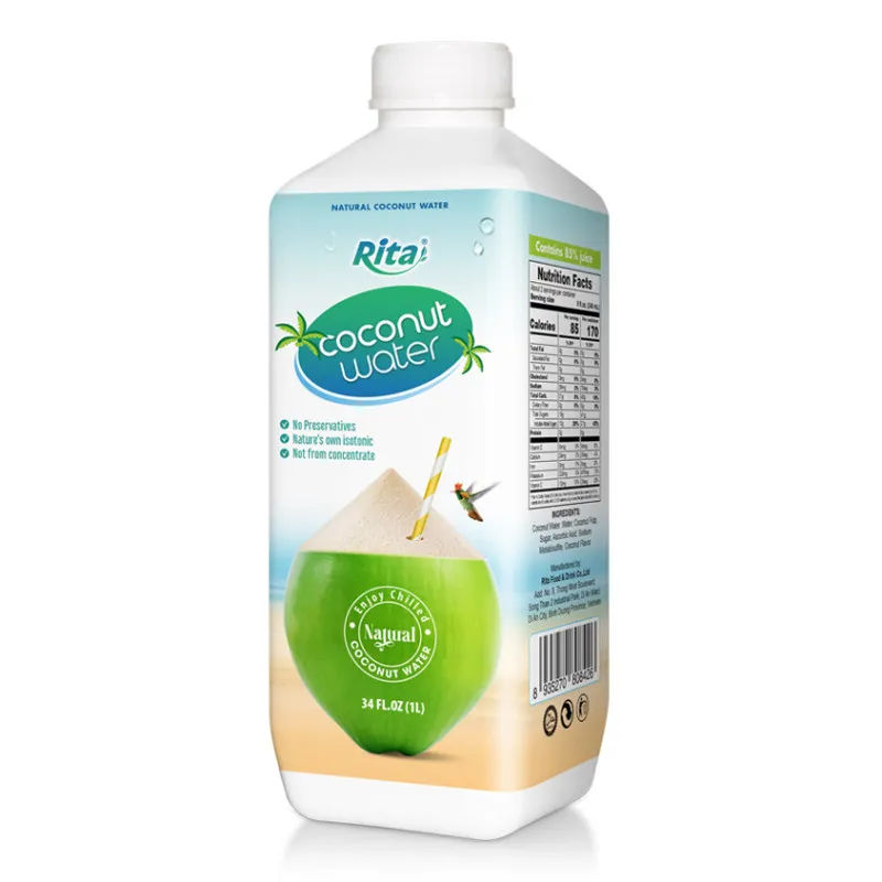 Rita Natural Coconut Water 1L PP Bottle – Square Shape Design