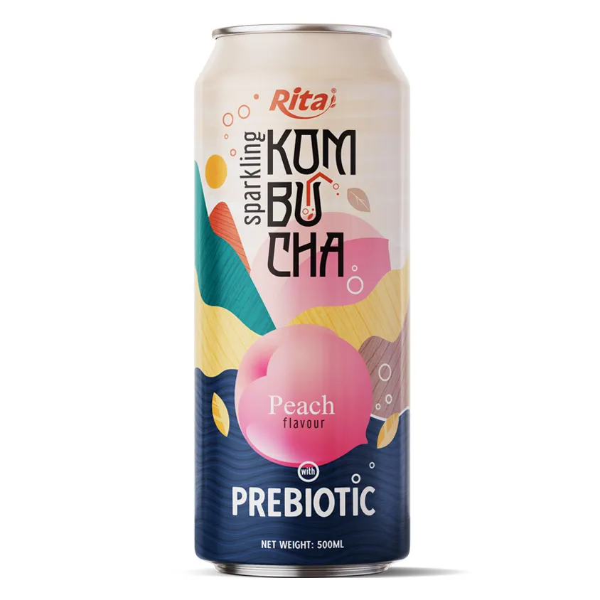 Rita Sparkling Kombucha Peach Flavour with Prebiotic 500ml Can