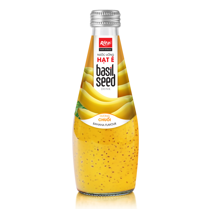 290ml Glass Bottle Basil Seed Drink With Banana Juice RITA Beverage